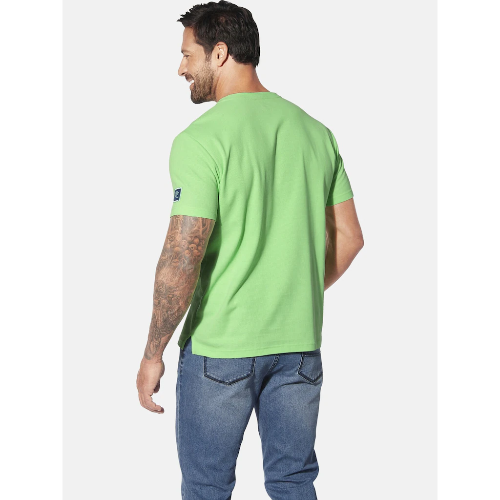 Jan Vanderstorm T-Shirt »T-Shirt GORTAN« (1 Tlg.) Mit Knopfleiste & Aufdruck
