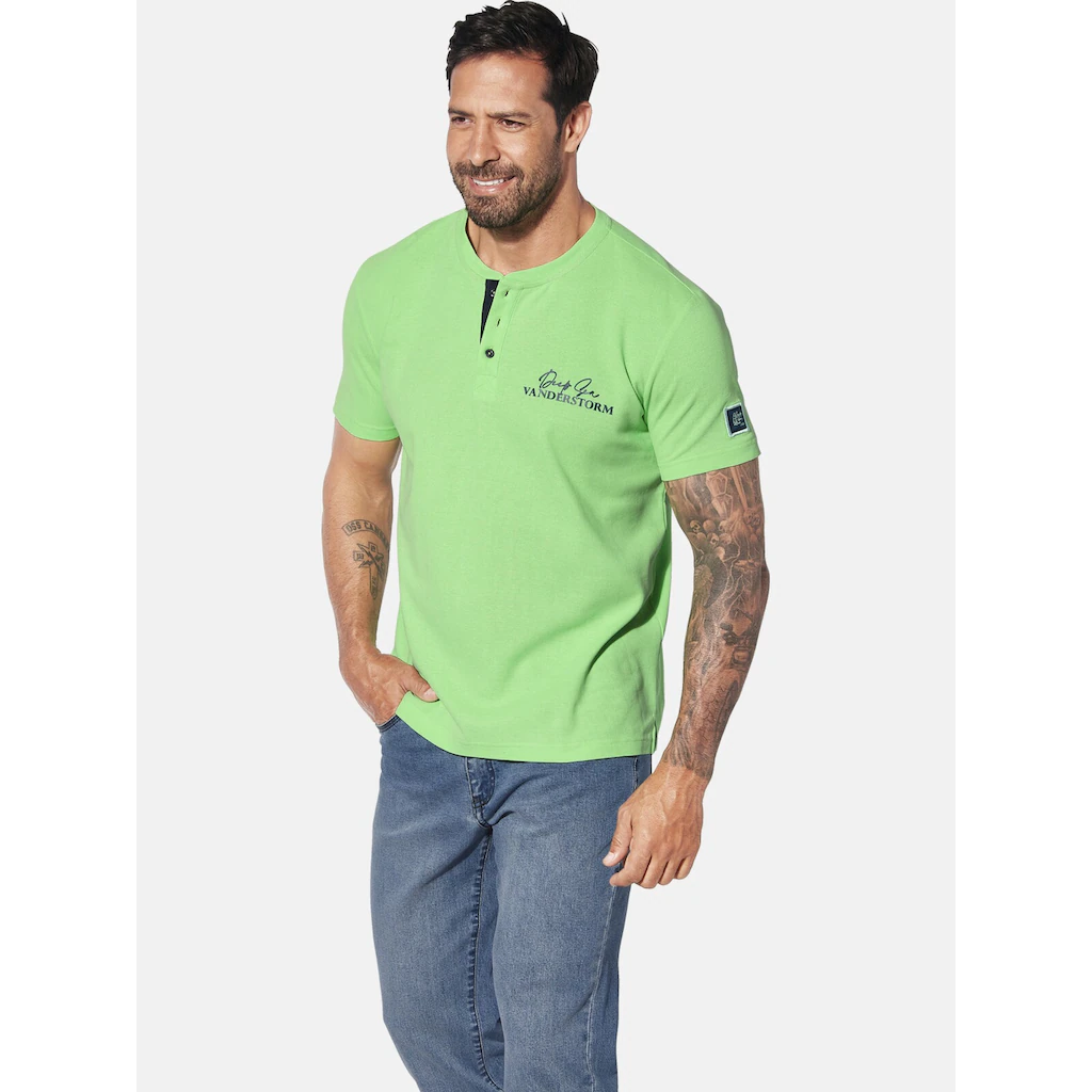 Jan Vanderstorm T-Shirt »T-Shirt GORTAN« (1 tlg.) mit Knopfleiste & Aufdruck