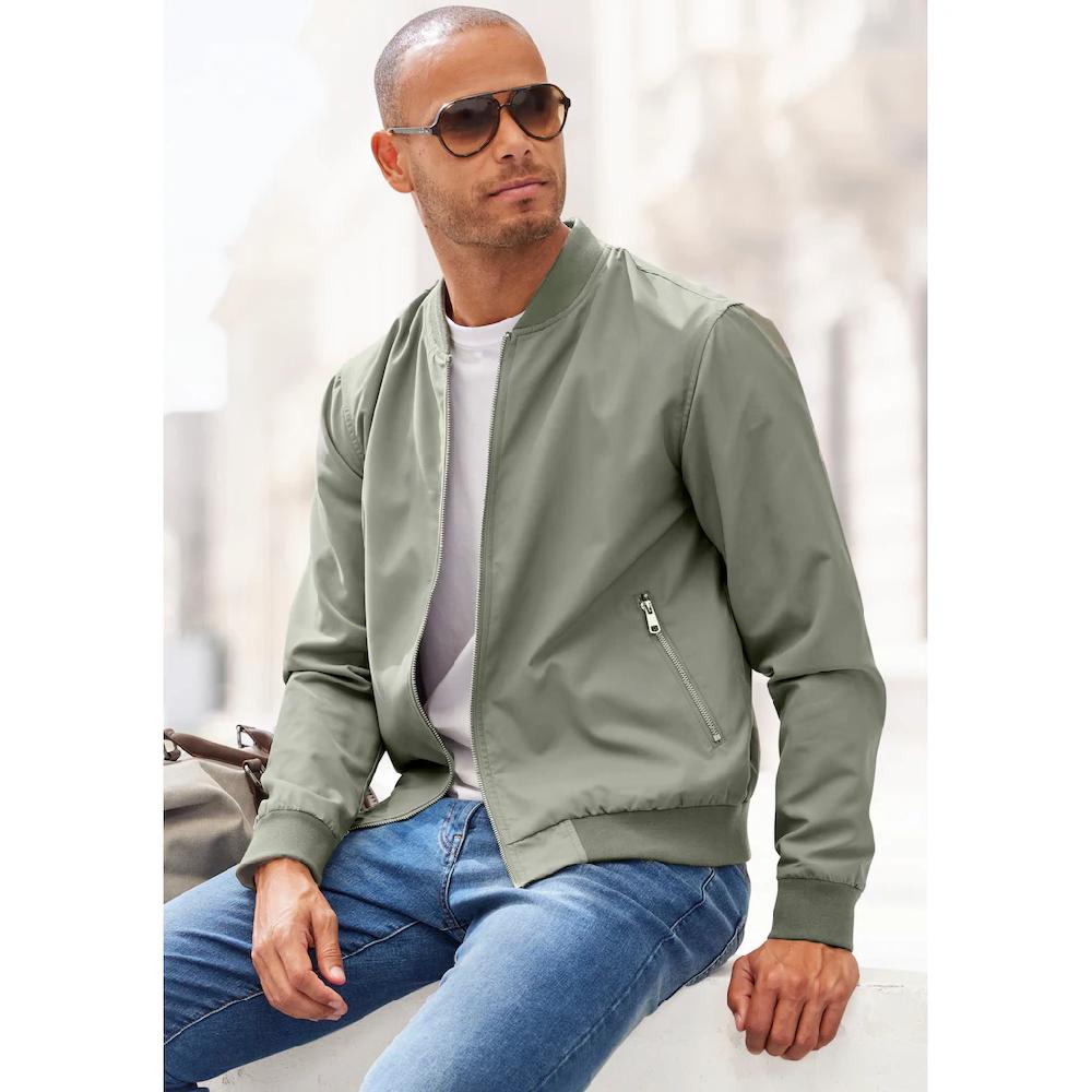 John Devin Bomberjacke »/ Blouson Mit Rippkragen« Pilotenjacke / Übergangsjacke Mit Innentasche Regular Fit ▷ Kaufen