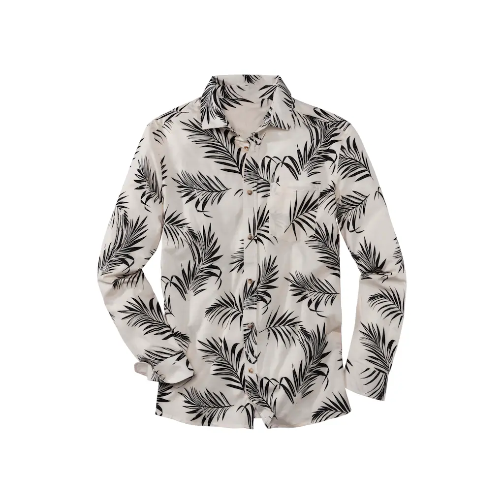 John Devin Hawaiihemd »Regular Fit « Langarm Freizeithemd Mit Palmenprint Aus Reiner Baumwolle