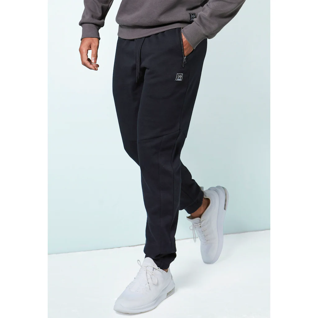 John Devin Sweathose Jogginghose mit seitlichen Taschen und Bindeband aus Baumwoll-Mix