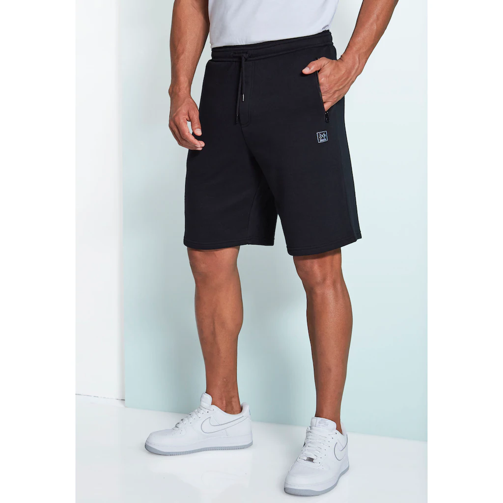 John Devin Sweatshorts seitliche Taschen mit schwarzem Reißverschluss