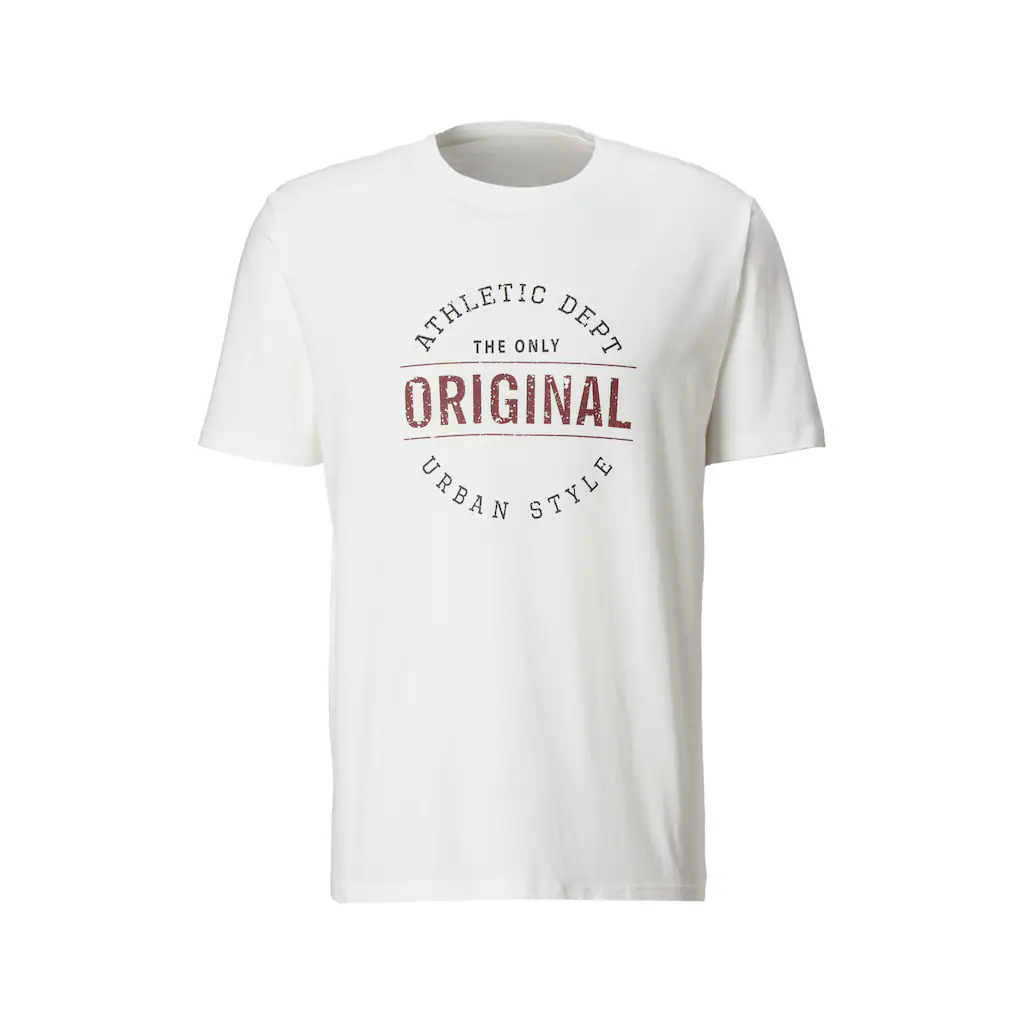 John Devin T-Shirt »Regular Fit « Kurzarm Freizeitshirt Mit Rundhals Frontprint Reine Baumwolle ▷ Für