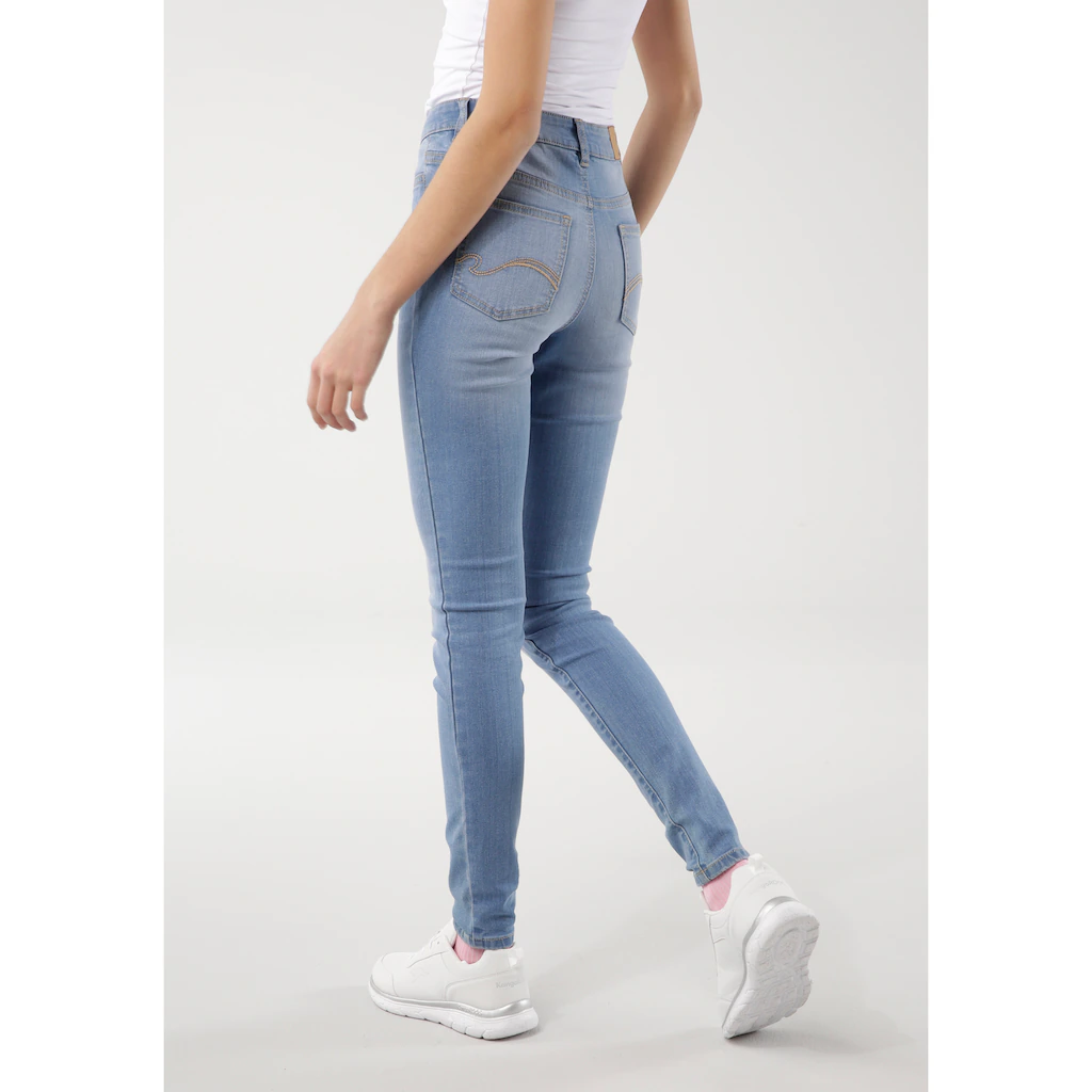 KangaROOS 5-Pocket-Jeans »SUPER SKINNY HIGH RISE« Knöchellang Mit Used-Optik Hohe Leibhöhe