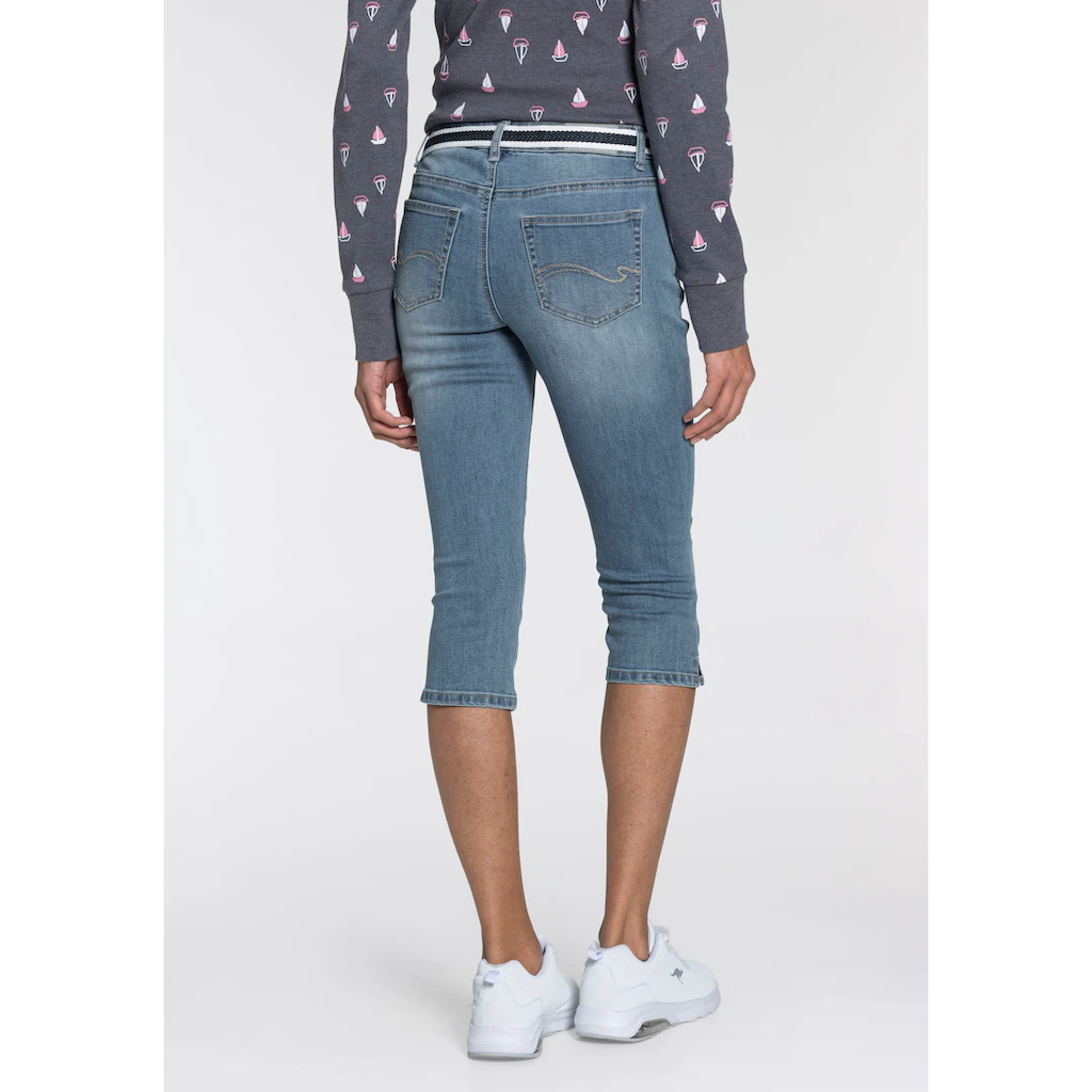 KangaROOS Caprijeans »CAPRI-JEANS Mit Gürtel« (Set Mit Abnehmbarem Gürtel) Skinny Fit Mit Schlitz Normale Leibhöhe