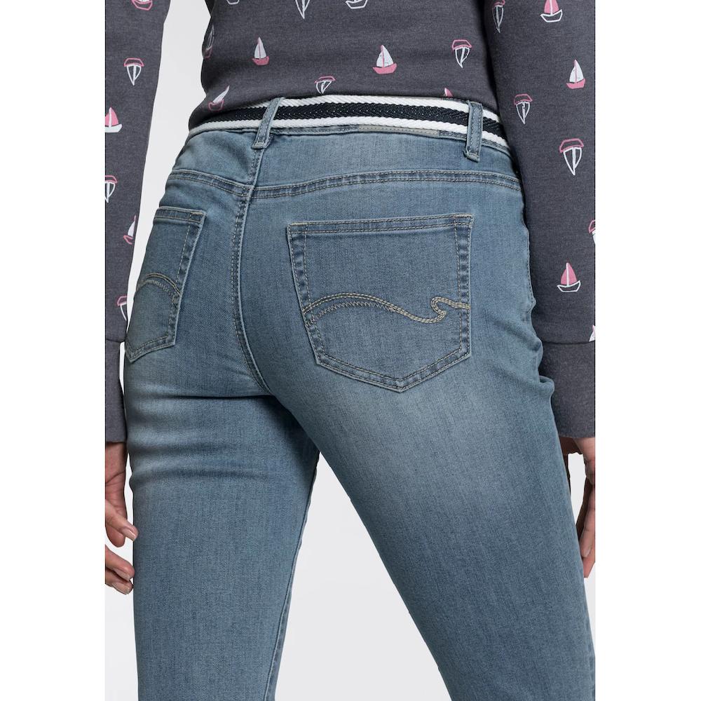 KangaROOS Caprijeans »CAPRI-JEANS Mit Gürtel« (Set Mit Abnehmbarem Gürtel) Skinny Fit Mit Schlitz Normale Leibhöhe