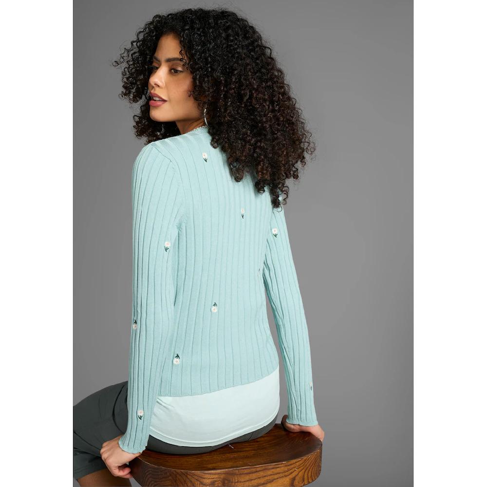 KangaROOS Cardigan Mit Blumen-Stickerei
