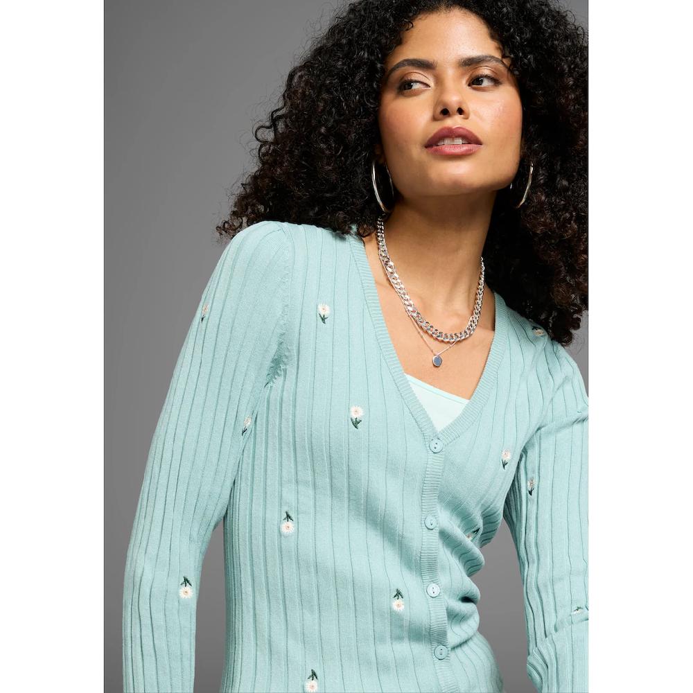 KangaROOS Cardigan Mit Blumen-Stickerei
