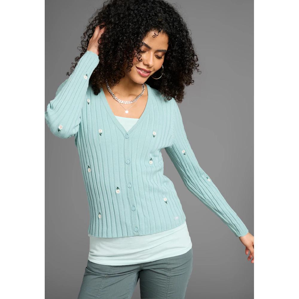 KangaROOS Cardigan mit Blumen-Stickerei