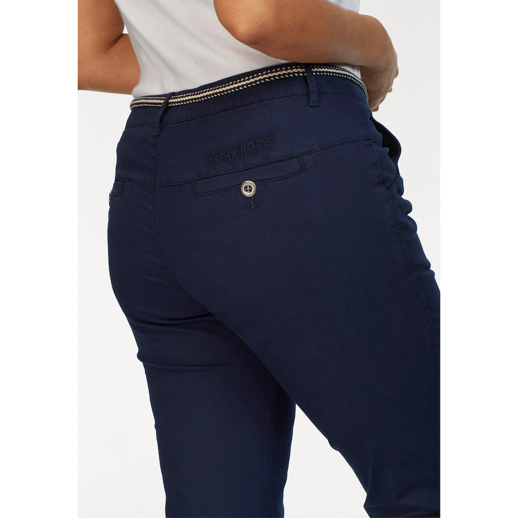 KangaROOS Chinohose (Set 2 Tlg. Mit Gürtel) In Schmaler Form Mit Kordel Zu Binden