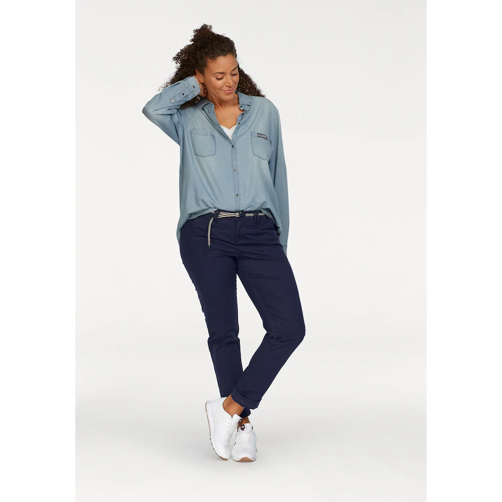 KangaROOS Chinohose (Set 2 Tlg. Mit Gürtel) In Schmaler Form Mit Kordel Zu Binden