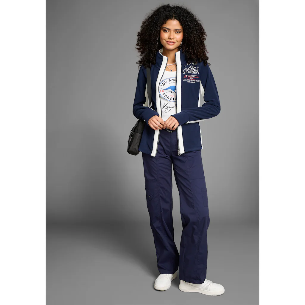 KangaROOS Fleecejacke Ohne Kapuze Für Kalte Tage Schnelltrocknend Wärmend Figurbetonter Schnitt