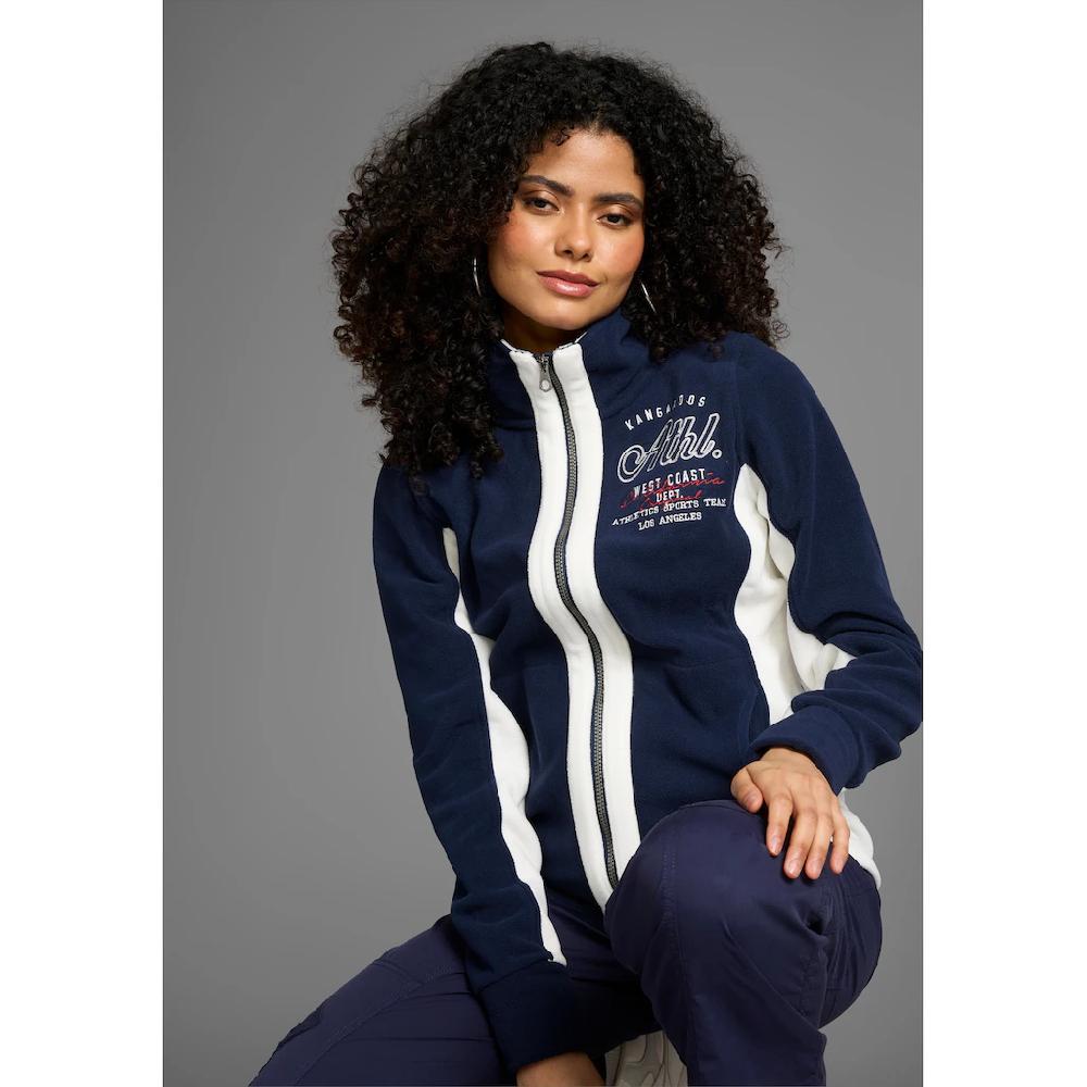 KangaROOS Fleecejacke ohne Kapuze für kalte Tage schnelltrocknend wärmend figurbetonter Schnitt