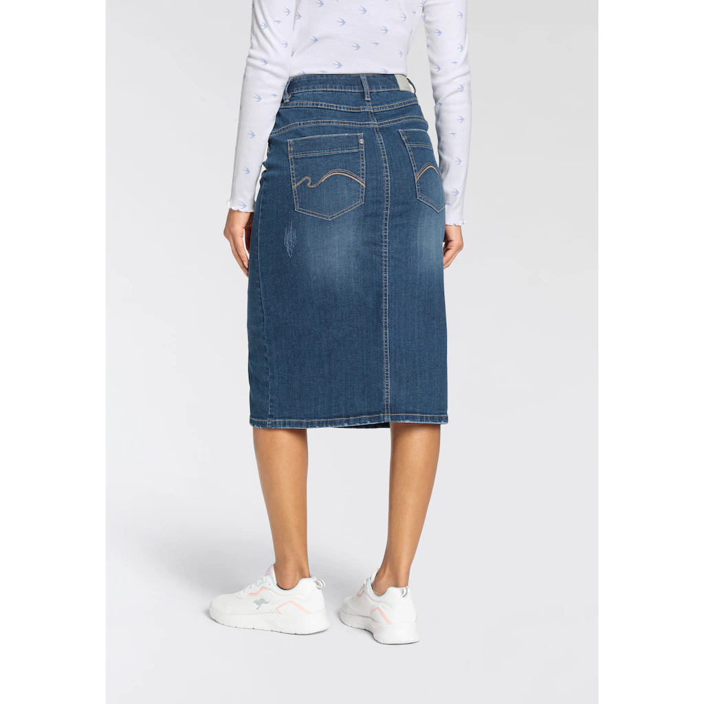 KangaROOS Jeansrock In Midilänge Mit Schlitz