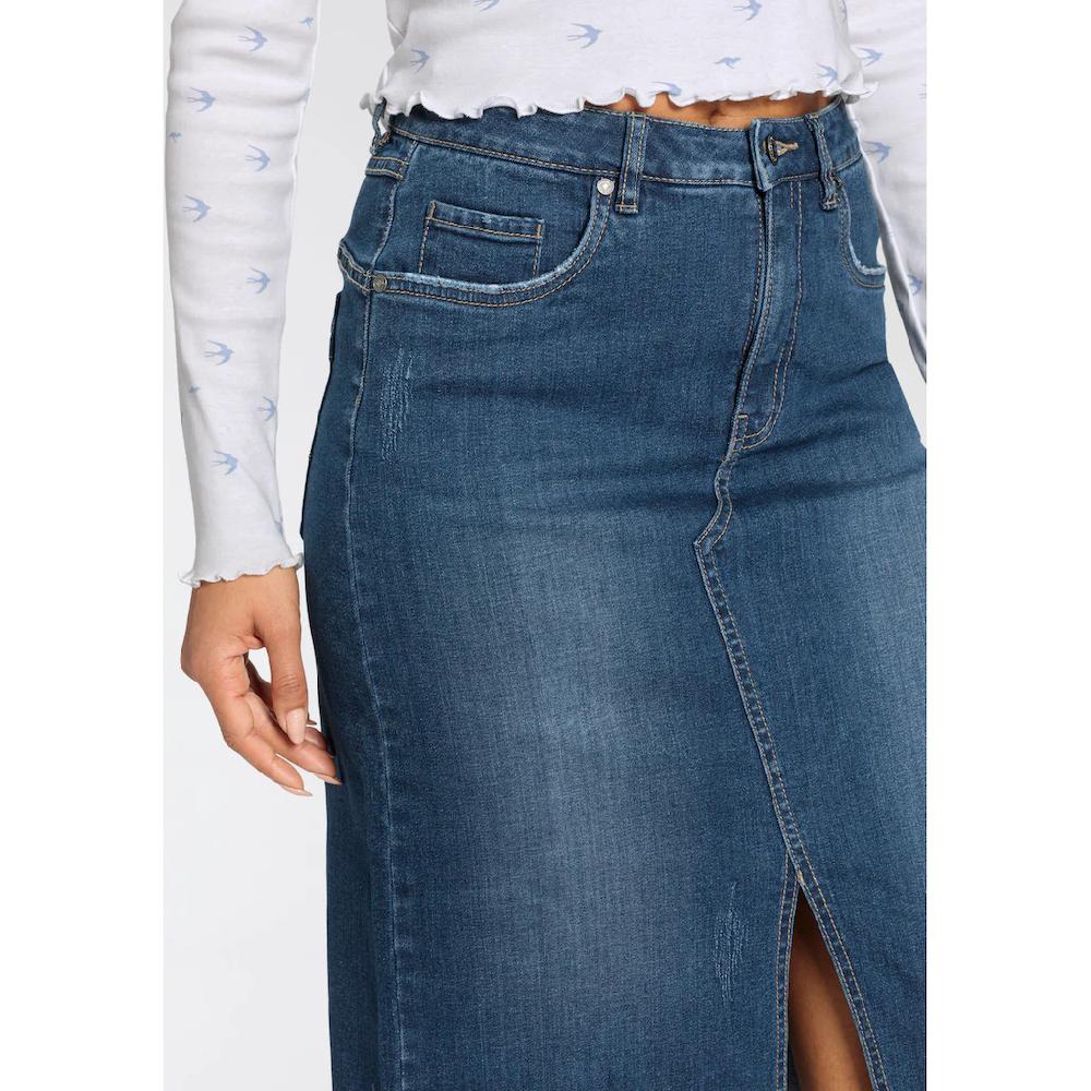 KangaROOS Jeansrock In Midilänge Mit Schlitz