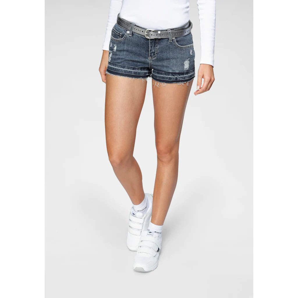 KangaROOS Jeansshorts Kurze Hose Mit Destroyed-Effekten Niedrige Leibhöhe