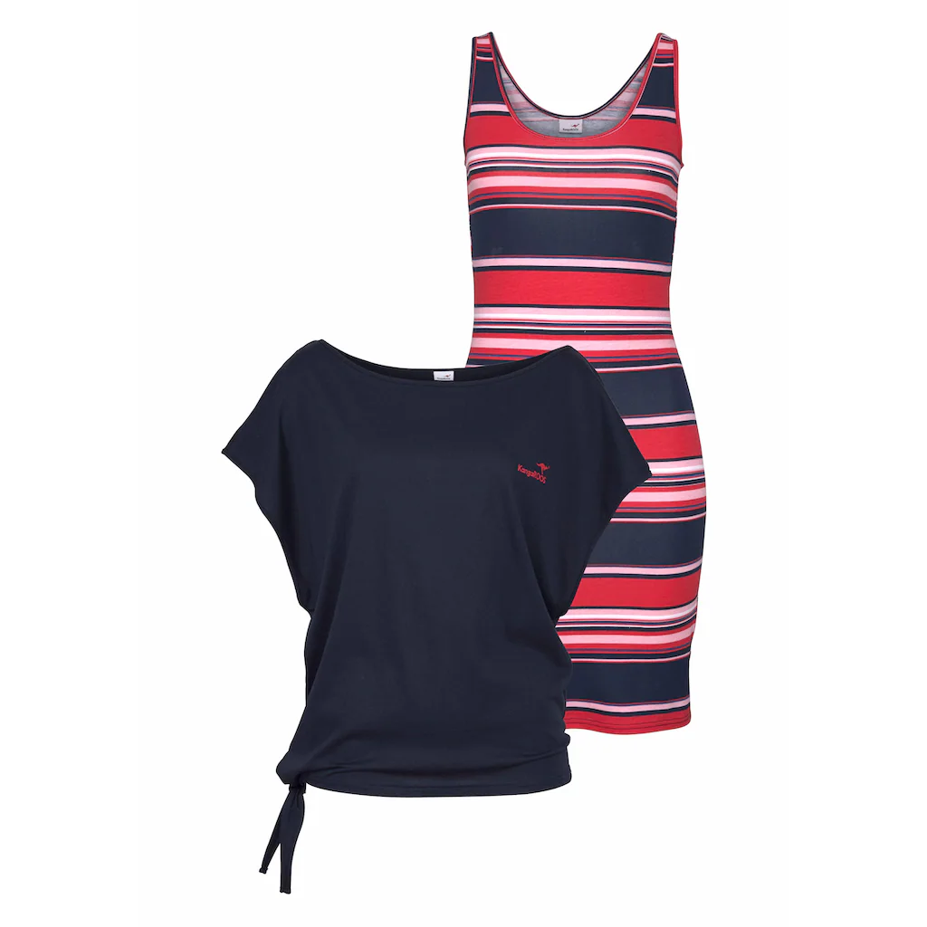 KangaROOS Jerseykleid (Set 2 Tlg. Mit T-Shirt) Mini-Länge Lässiger Stil Elastisches Material
