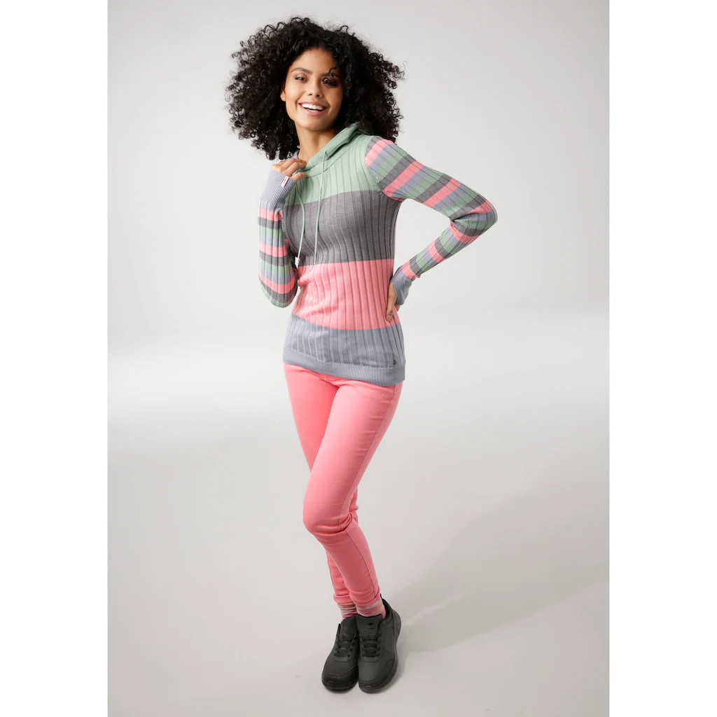 KangaROOS Kapuzenpullover Mit Trendigem Colorblocking In Verschiedenen Streifenbreiten