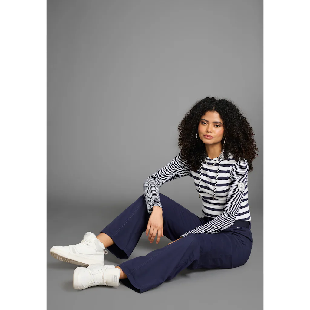 KangaROOS Kapuzenshirt Langarm Hüftbedeckend Elastische Rippware