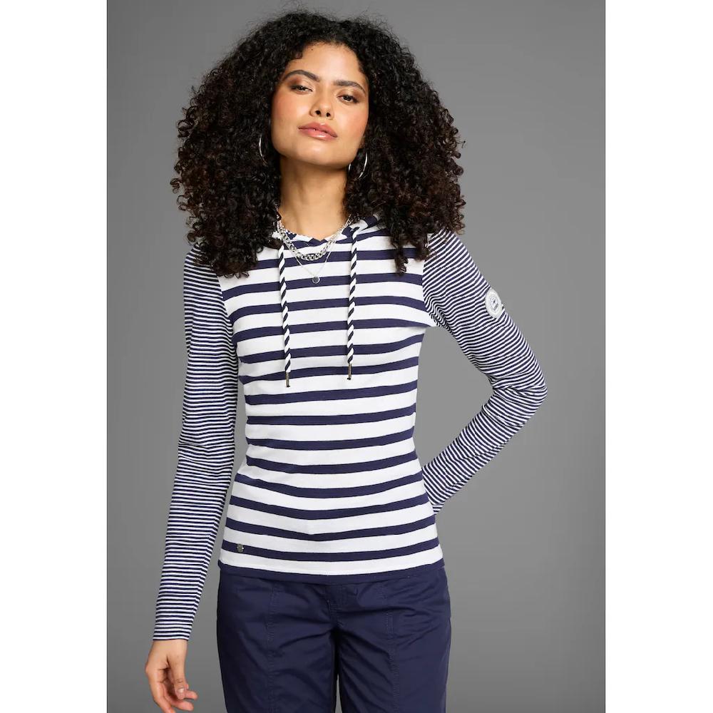 KangaROOS Kapuzenshirt Langarm hüftbedeckend elastische Rippware