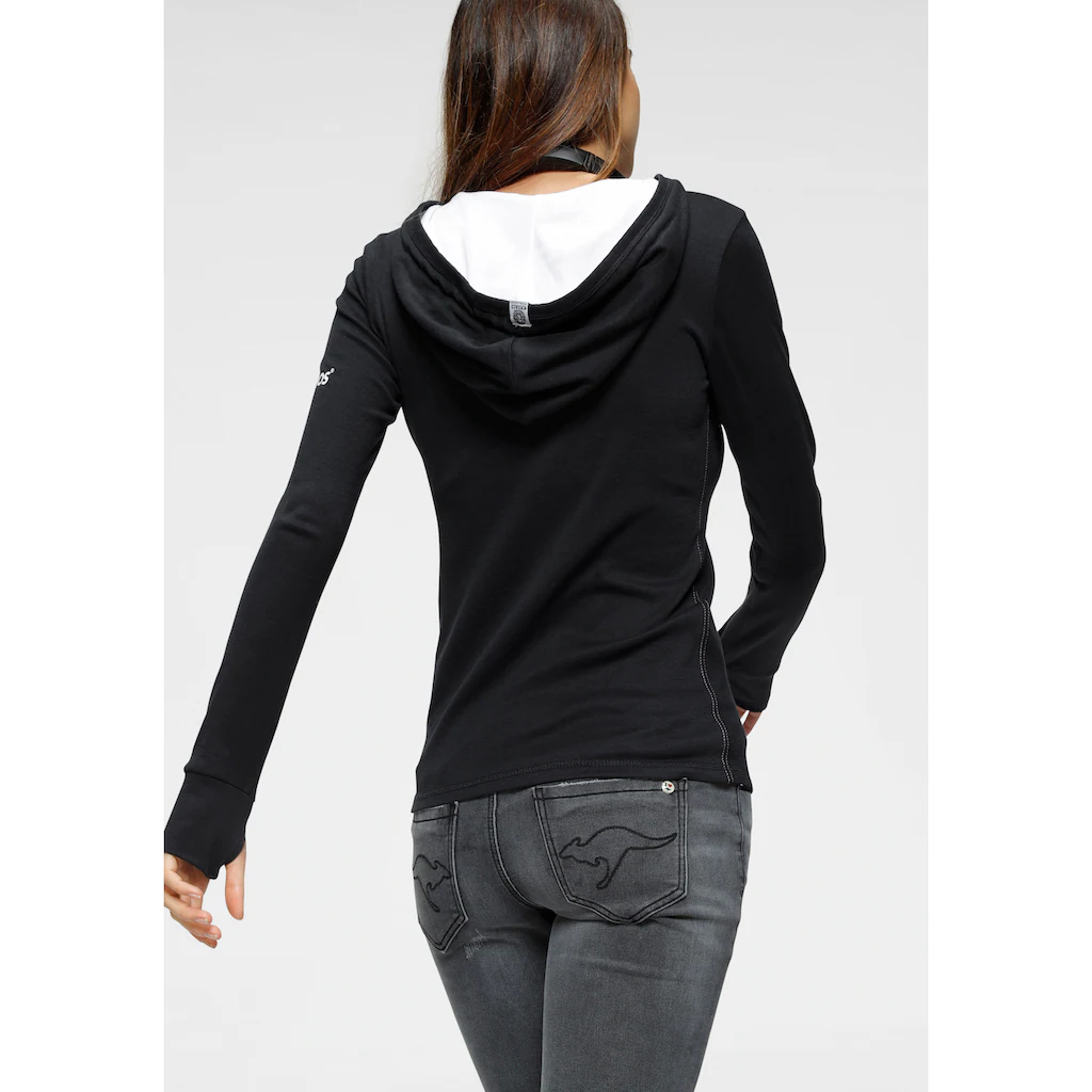 KangaROOS Kapuzenshirt Langarm Mit Daumenlöchern Figurbetonter Schnitt Aus Jerseystoff