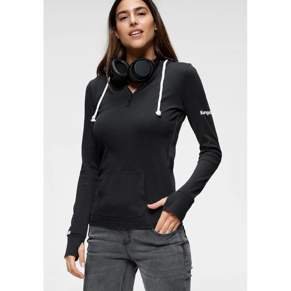 KangaROOS Kapuzenshirt Langarm mit Daumenlöchern figurbetonter Schnitt aus Jerseystoff