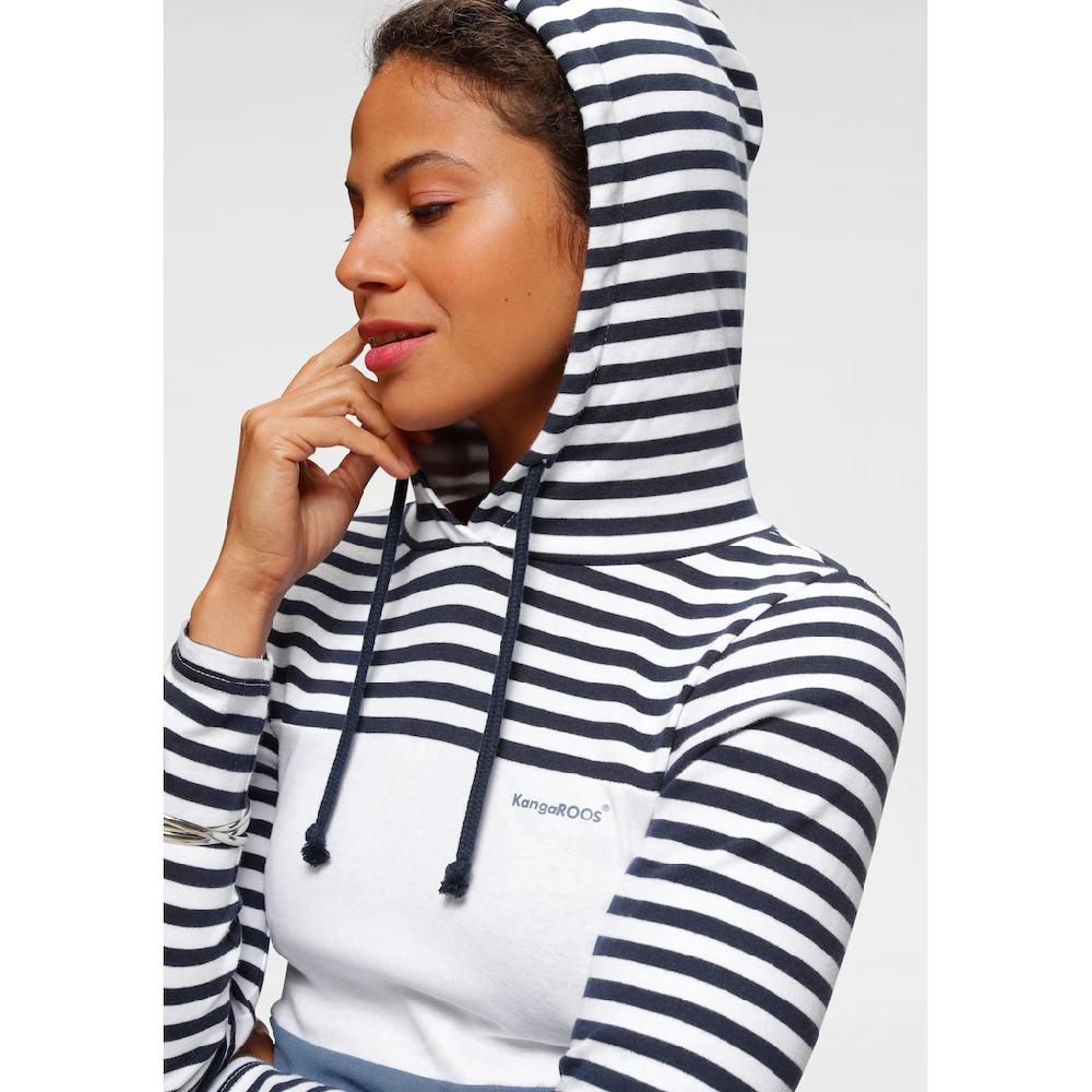 KangaROOS Kapuzenshirt Langarm Sehr Figurbetont Mit Colourblocking-Optik