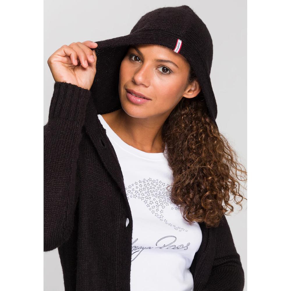 KangaROOS Kapuzenstrickjacke Mit Aufgesetzten Taschen Und Breiten Rippbündchen