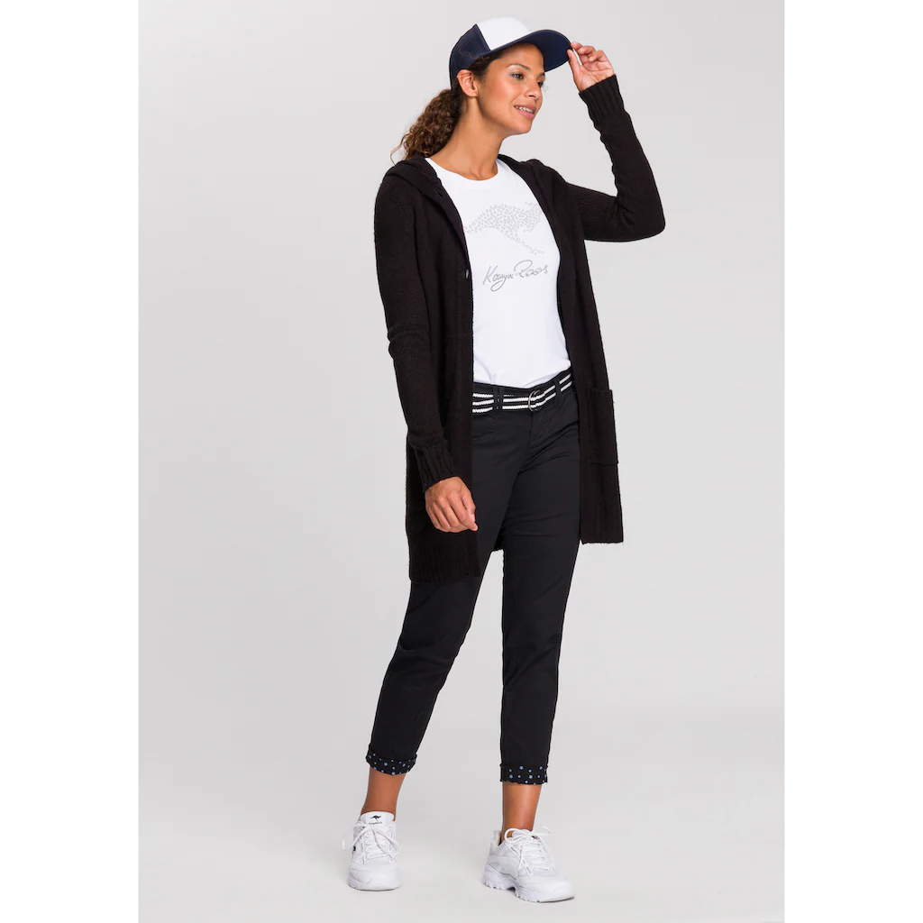 KangaROOS Kapuzenstrickjacke Mit Aufgesetzten Taschen Und Breiten Rippbündchen