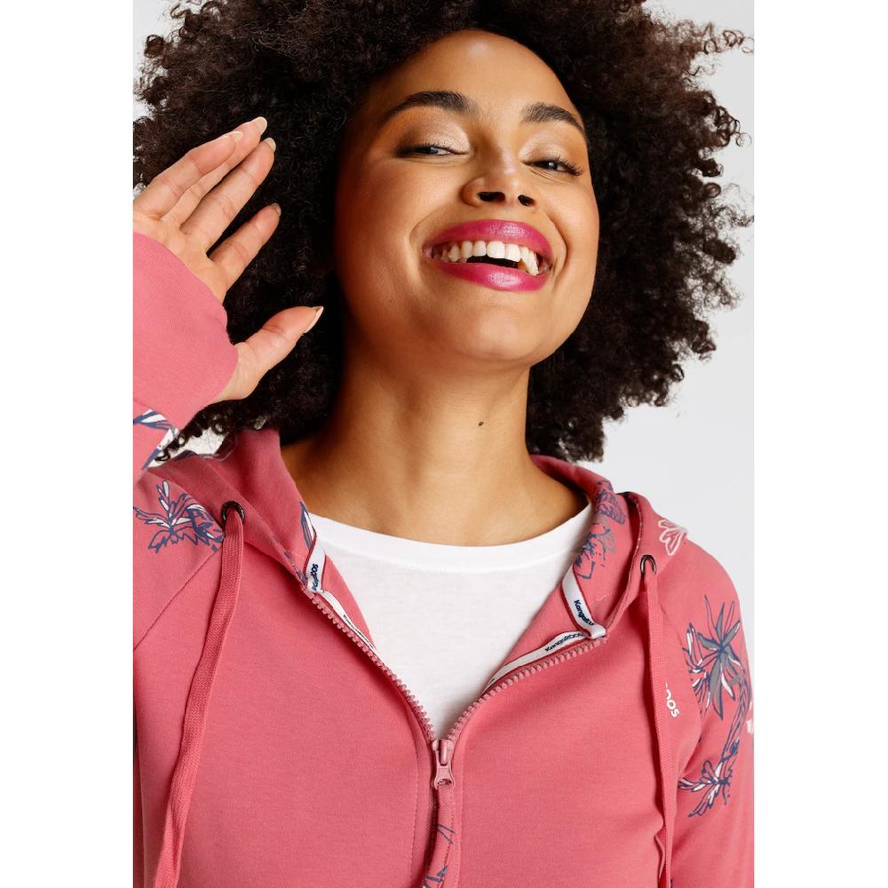 KangaROOS Kapuzensweatjacke Mit Blumigem Druck Im Hawaii-Look