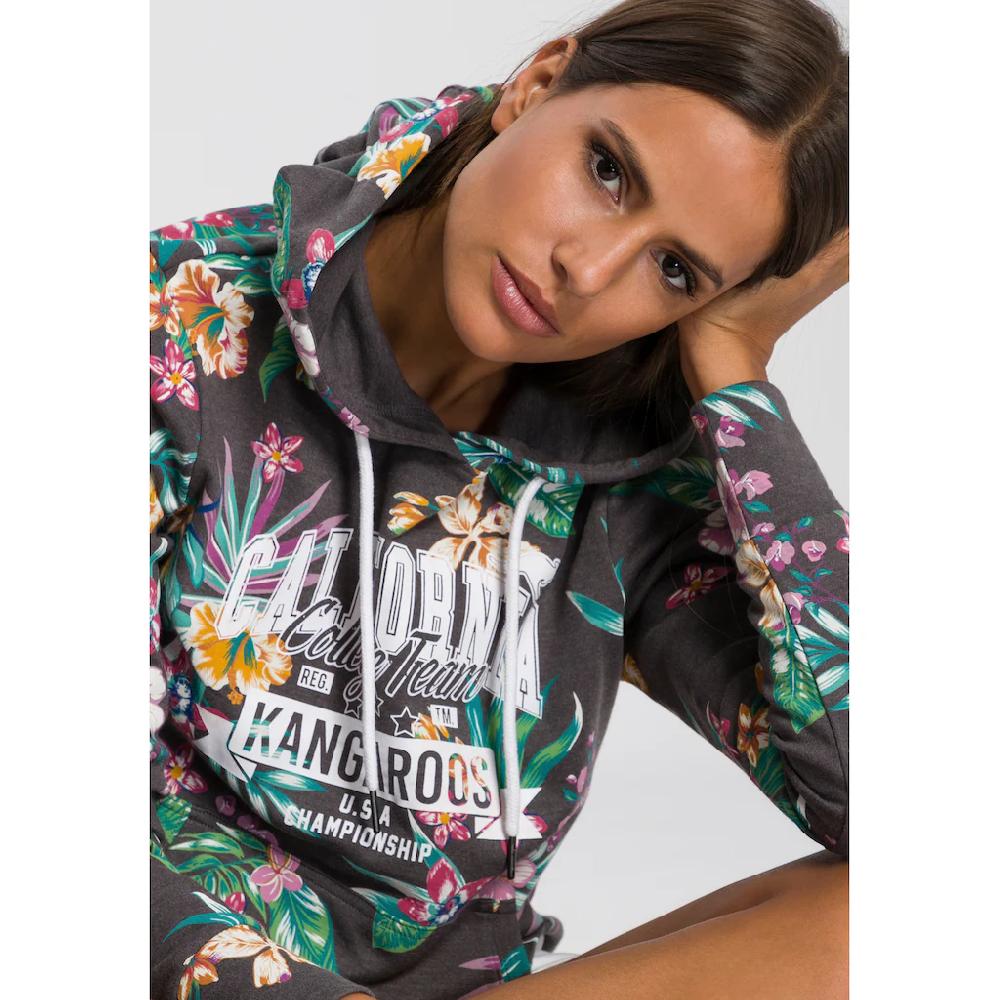 KangaROOS Kapuzensweatshirt Langarm Figurumspielender Schnitt Aus Interlockmaterial