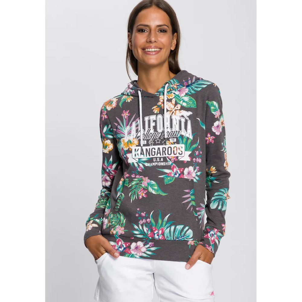 KangaROOS Kapuzensweatshirt Langarm figurumspielender Schnitt aus Interlockmaterial