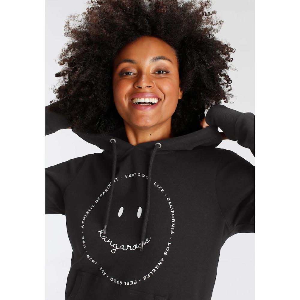 KangaROOS Kapuzensweatshirt Langarm Mit Daumenlöchern Figurumspielend Aus Interlockmaterial