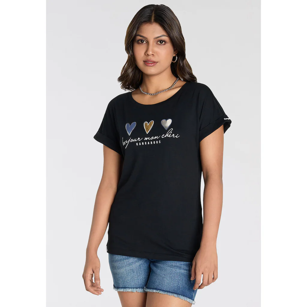 KangaROOS Kurzarmshirt mit süßen Herz-Logodruck