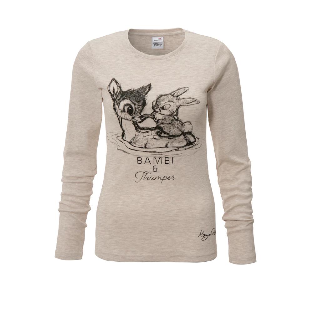 KangaROOS Langarmshirt »Bambi & Klopfer« Langarm Sehr Figurbetont Unifarben Rundhalsausschnitt