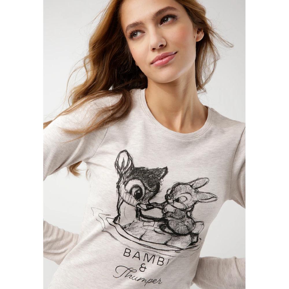 KangaROOS Langarmshirt »Bambi & Klopfer« Langarm sehr figurbetont unifarben Rundhalsausschnitt