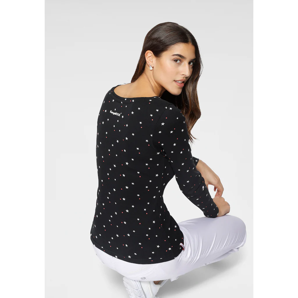 KangaROOS Langarmshirt Krempelbare Ärmel Sehr Figurbetont Aus Elastischer Rippware