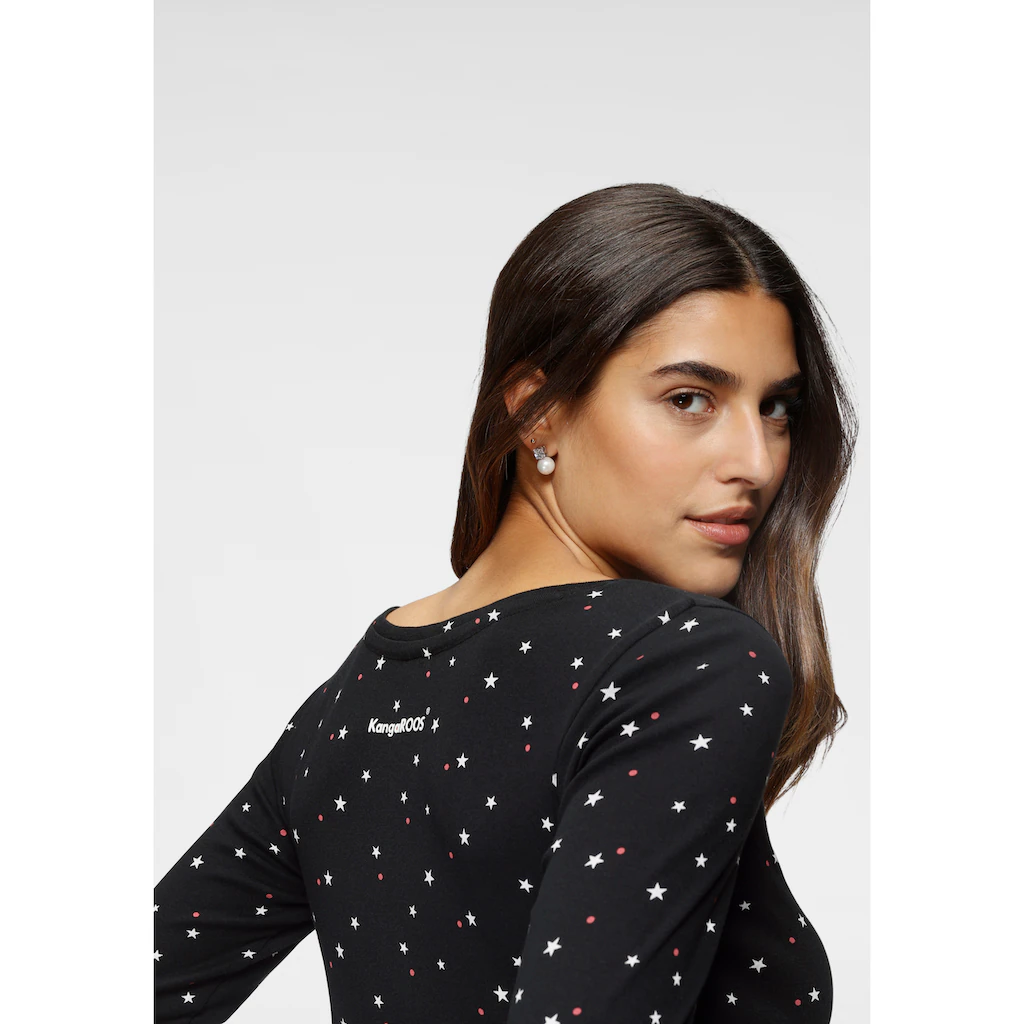 KangaROOS Langarmshirt Krempelbare Ärmel Sehr Figurbetont Aus Elastischer Rippware