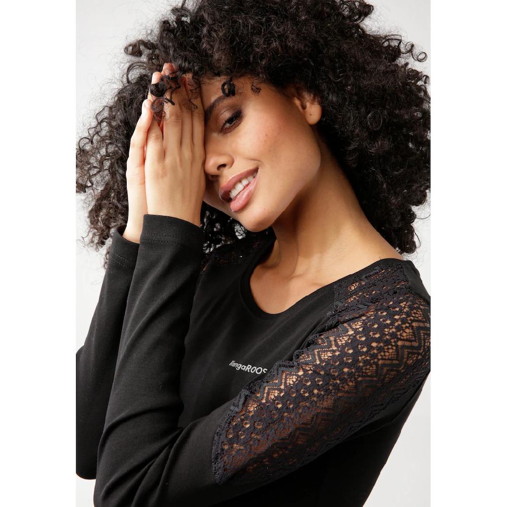 KangaROOS Langarmshirt Langarm Sehr Figurbetonte Passform Aus Rippware