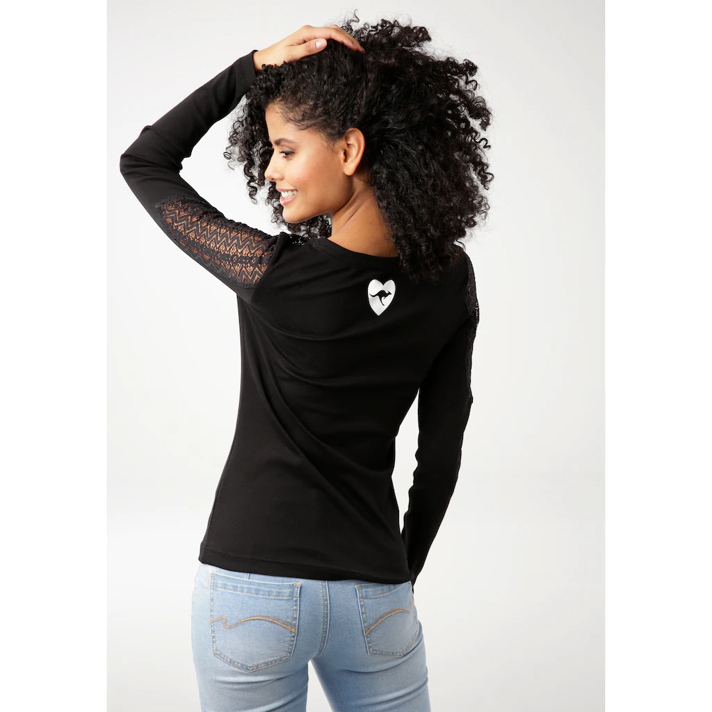 KangaROOS Langarmshirt Langarm Sehr Figurbetonte Passform Aus Rippware