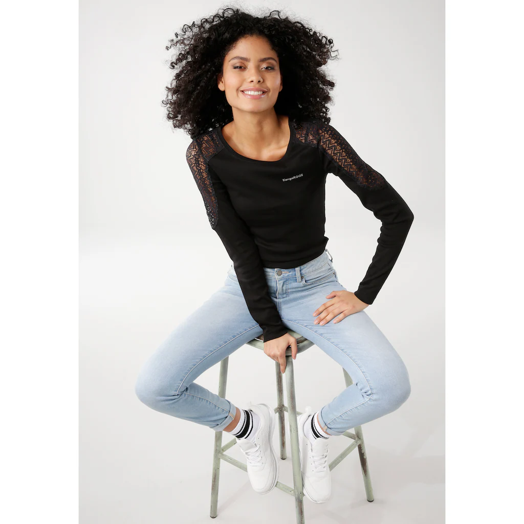 KangaROOS Langarmshirt Langarm Sehr Figurbetonte Passform Aus Rippware