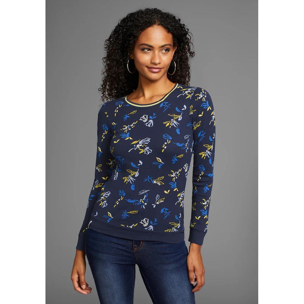 KangaROOS Langarmshirt Mit Allover-Print Und Kontrastdetails