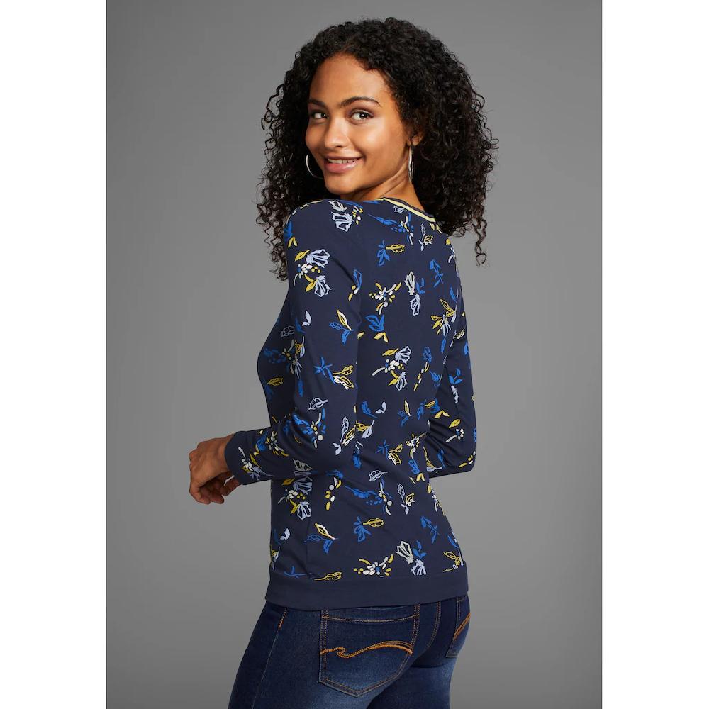 KangaROOS Langarmshirt Mit Allover-Print Und Kontrastdetails