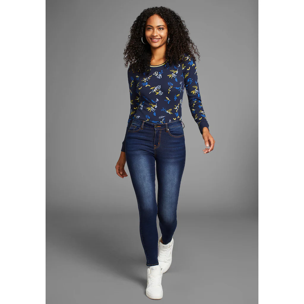 KangaROOS Langarmshirt Mit Allover-Print Und Kontrastdetails