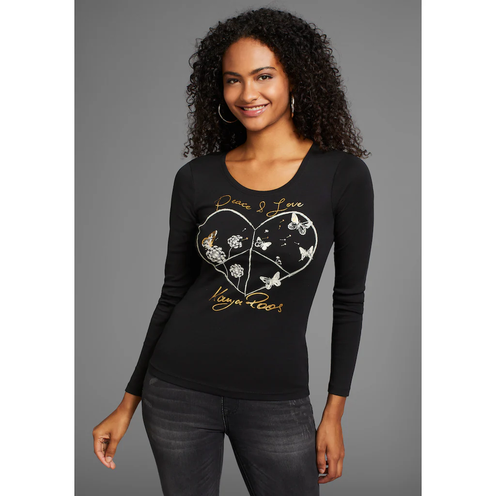 KangaROOS Langarmshirt Mit Herz-Print