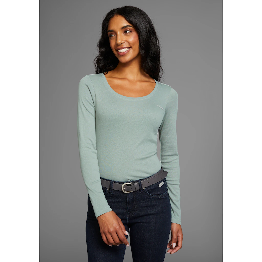 KangaROOS Langarmshirt (Packung 2 Tlg. 2er-Pack) Langarm Unifarben Oder Meliert Rundhalsausschnitt