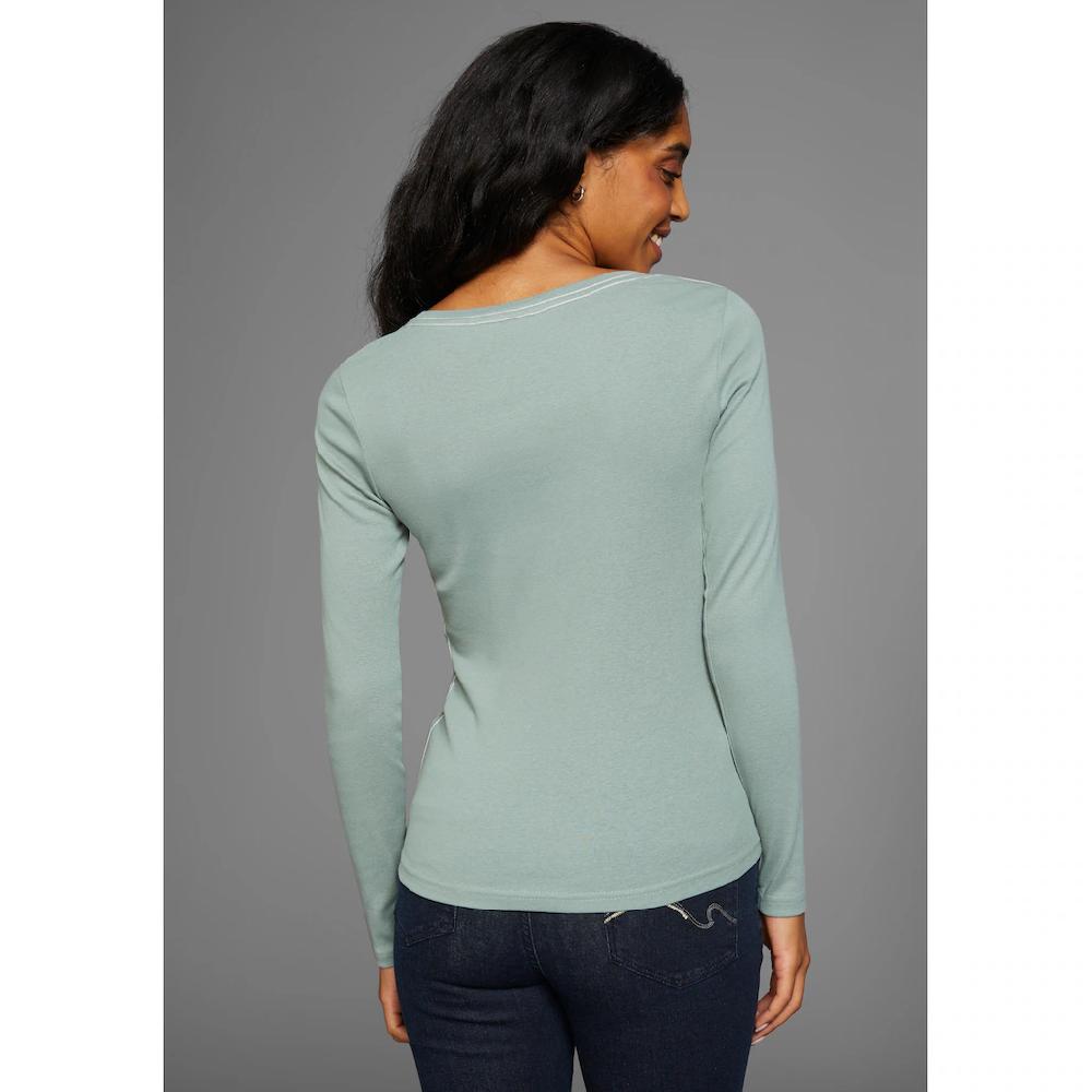 KangaROOS Langarmshirt (Packung 2 Tlg. 2er-Pack) Langarm Unifarben Oder Meliert Rundhalsausschnitt