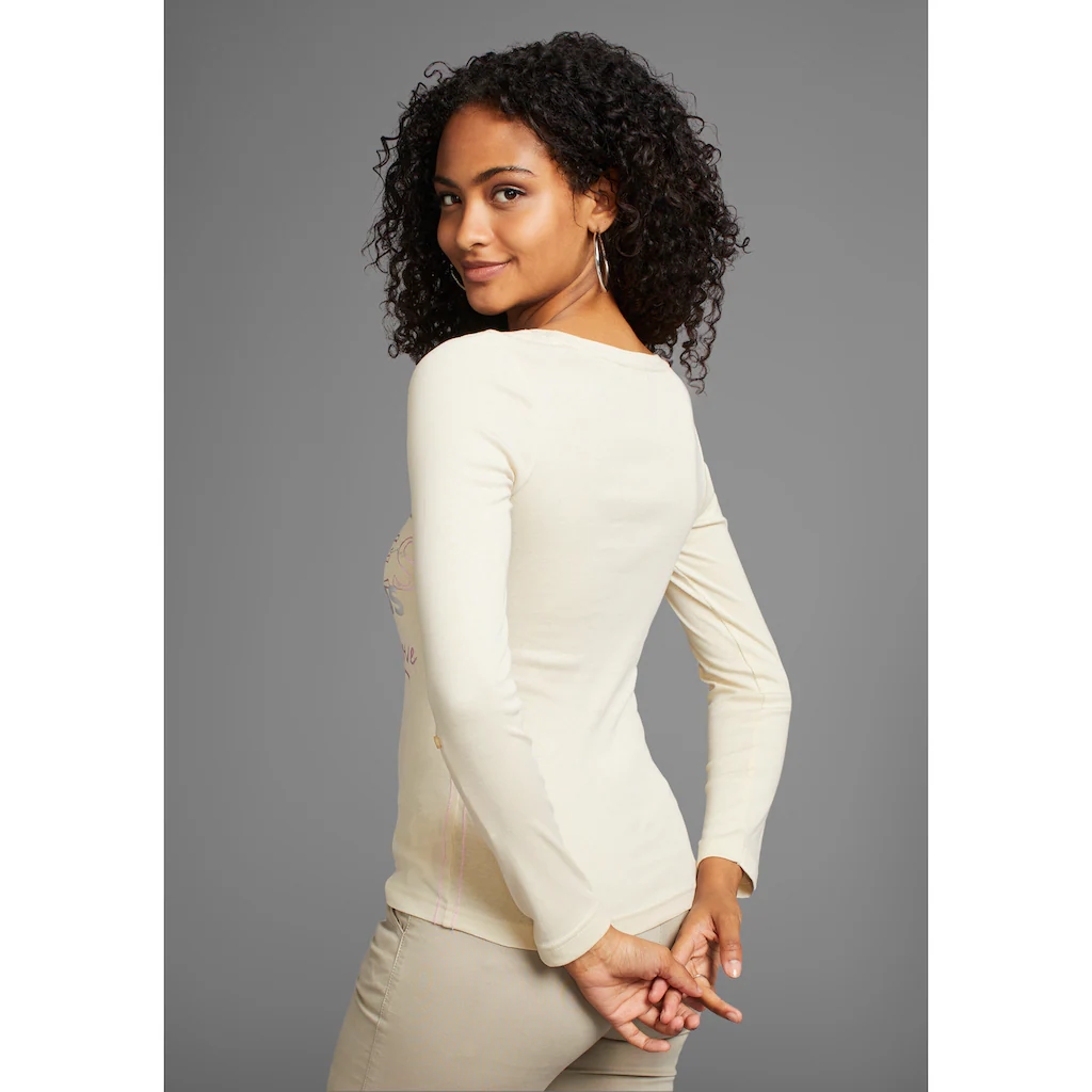 KangaROOS Langarmshirt Sehr Figurbetonte Passform Aus Dehnbarer Rippware