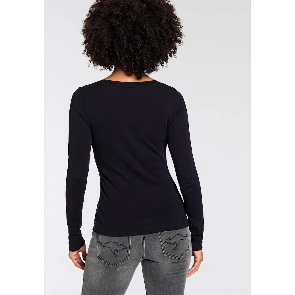 KangaROOS Longsleeve Langarm Sehr Figurbetont Aus Rippware Aus 100% Baumwolle