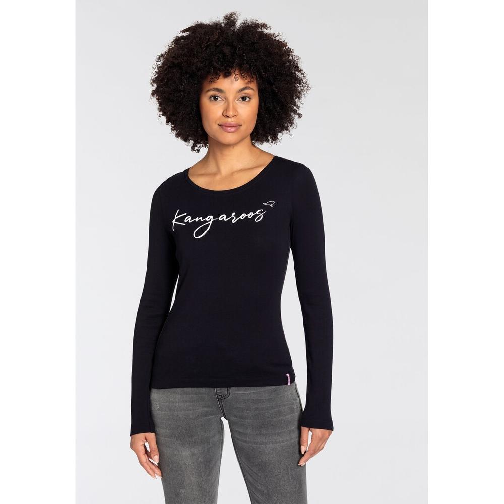 KangaROOS Longsleeve Langarm sehr figurbetont aus Rippware aus 100% Baumwolle